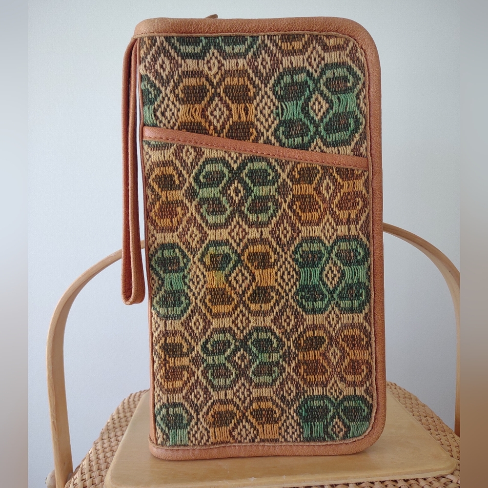 Ikat Leather Travel Wallet Portfolio